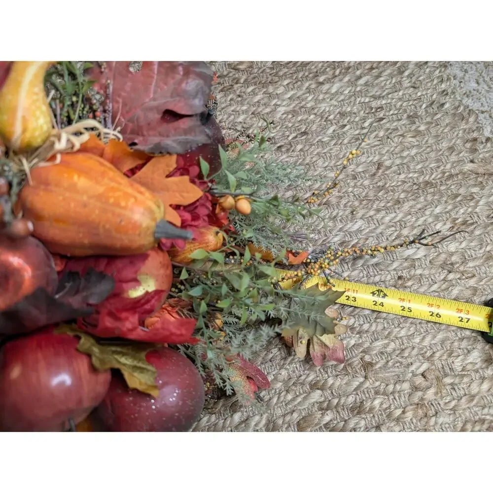Vintage Wicker Basket Cornucopia Horn THANKSGIVING Harvest Fall Centerpiece